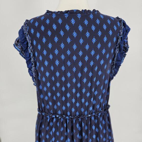 Beach Lunch Lounge Navy Floral Flutter Sleeve Boho Maxi Dress Womens Size XXL - Picture 7 of 10